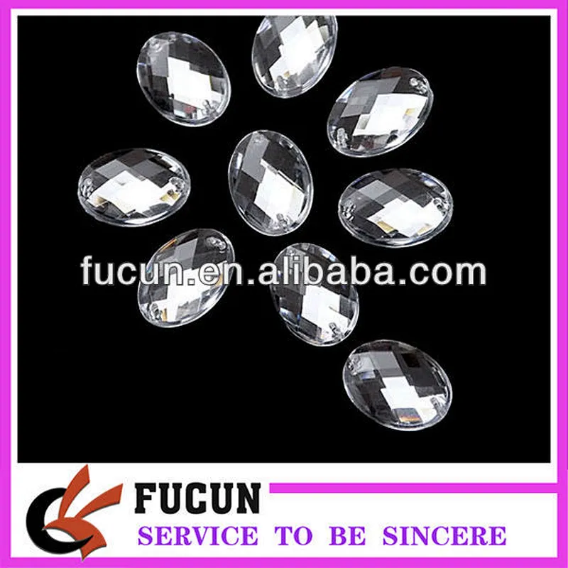 Clear Crystal Acrylic Oval Sewing Rhinestone Flatback Gem 2 Hole