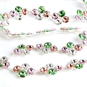 Newest Fancy Crystal Rhinestone Cup Chain trimming for Bridal Dress Decoration