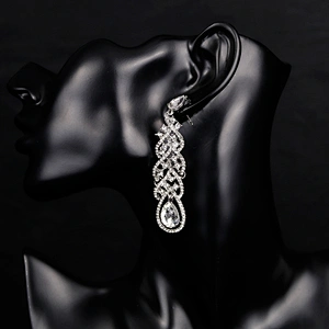 Wedding Jewelry Sparkling Dangle Rhinestone Bridesmaid Earrings