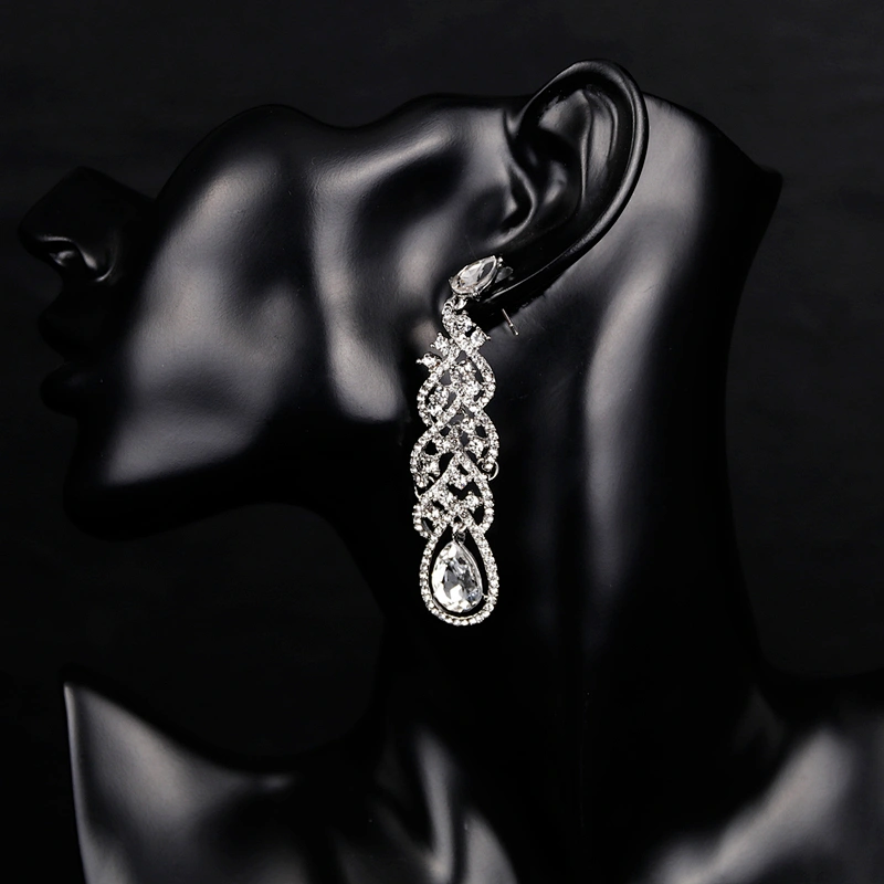 Wedding Jewelry Sparkling Dangle Rhinestone Bridesmaid Earrings