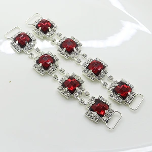 Shiny new products 120mm Metal red Rhinestone Bikini Connector in buckle