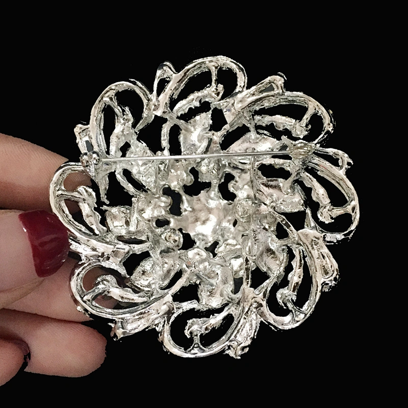 diamante handmade large flower design antique bridal rhinestone brooch