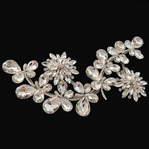 large size flower shape bridal crystal embellishments rhinestone applique for wedding