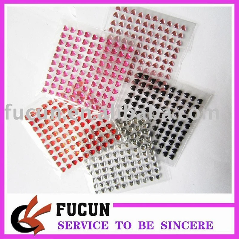 DIY Gem self adhesive stickers/heart shape gem acrylic stickers