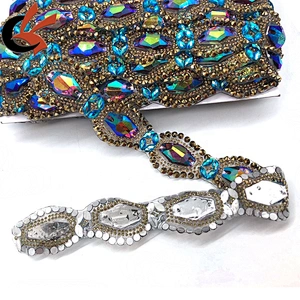 New crystal resin stones decorative iron on trims by yards