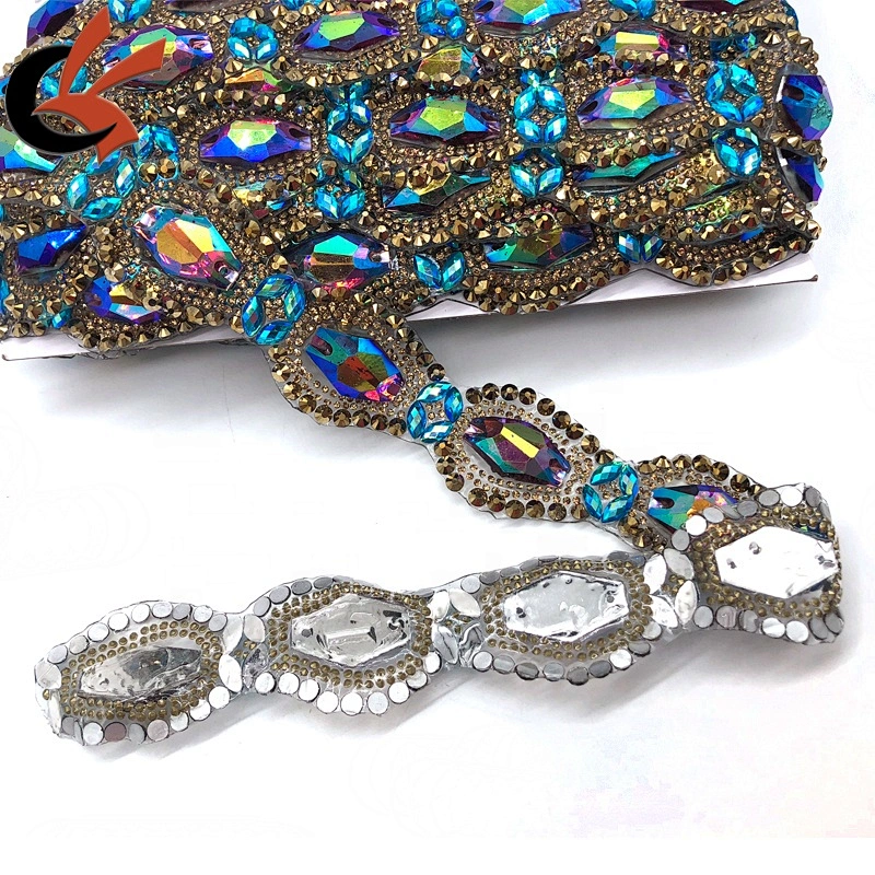 New crystal resin stones decorative iron on trims by yards