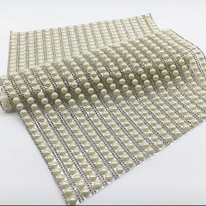 new design 24*40cm fashion bridal  hot fix rhinestone crystal mesh for garment decoration