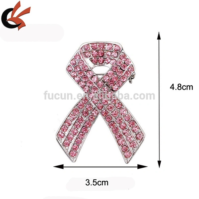 PINK rhinestone breast cancer ribbon brooch for decoration