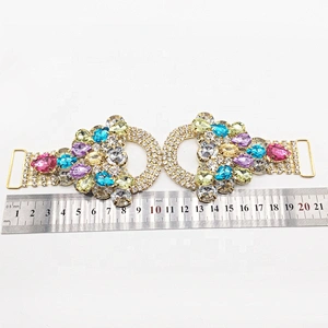 New Customized Top Quality Colored Jewelry Crystal Rhinestone Two Layered Glass Stone Bikini Connector