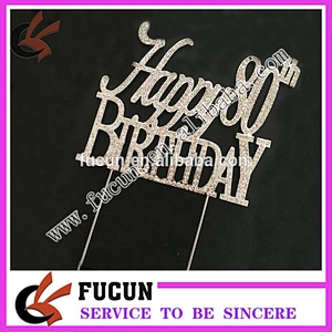 Custom Birthday cake Topper Crystal Rhinestone Cake Pick Cake Toppers For Wedding Birthday Party Decoration
