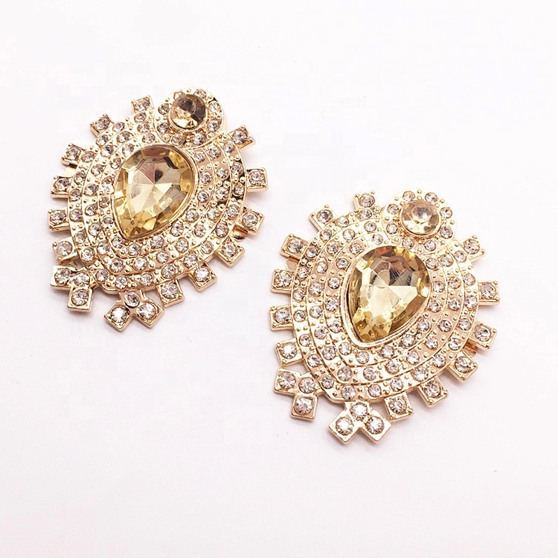 Factory shoe accessories decoration rhinestone light metal material crystal shoe ornament buckle