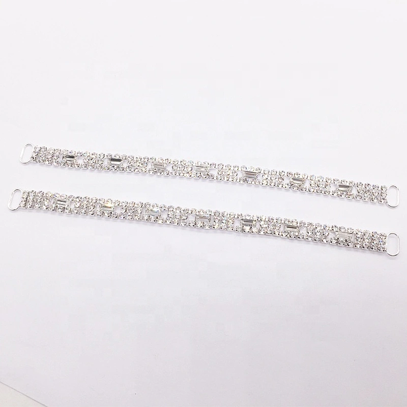 high quality factory paved clear thin rhinestone bikini connector for swimwear suit