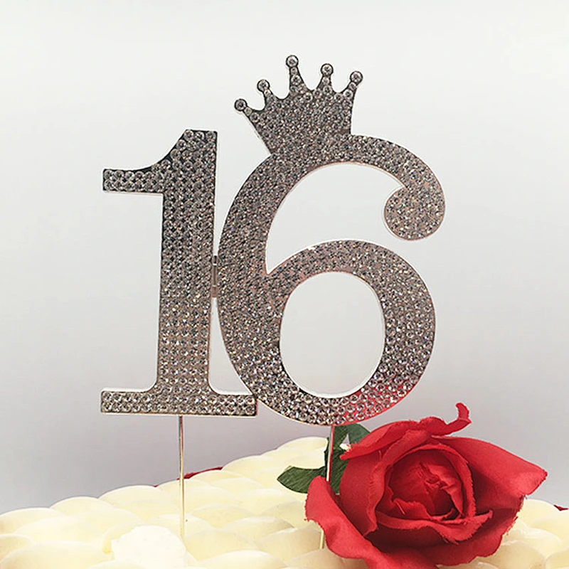 Factory Price Bling Cake Decoration  16 crown Crystal Rhinestone Cake Topper