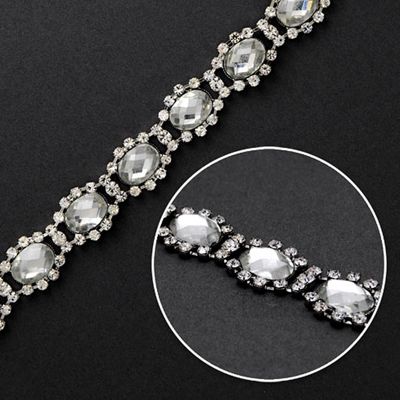 wholesale fashion crystal fancy stone chain trimming for bags and shoes