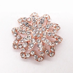 Vintage Rhinestone Rose Gold Glass Stones Crystal Brooch With Pin