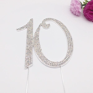 Couple anniversary party favors rhinestone number birthday cake topper kids party decorations