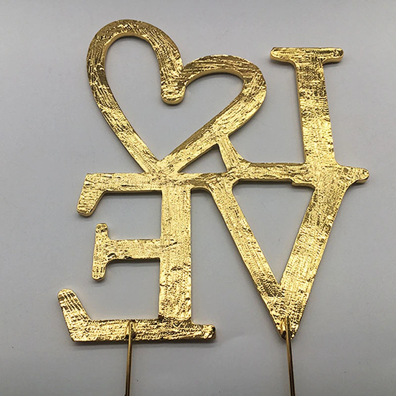Sparkly Metal alloyed wedding love  valentine's cake toppers