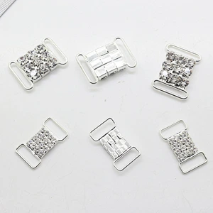 Charming Metal Chain Buttons Crystal Rhinestone Bikini Swimwear Connectors/ Buckle For Swimwear