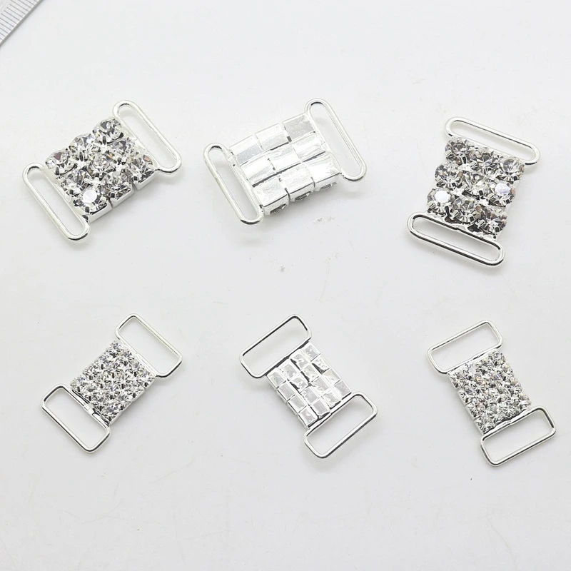 Charming Metal Chain Buttons Crystal Rhinestone Bikini Swimwear Connectors/ Buckle For Swimwear