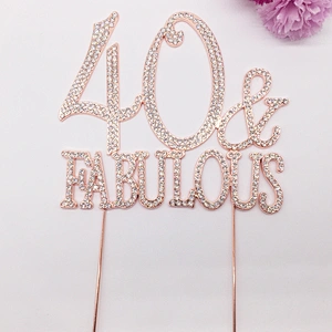 Custom Wedding Celebration Birthday Decor Rose Gold Rhinestone Monogram Wedding Cake Topper