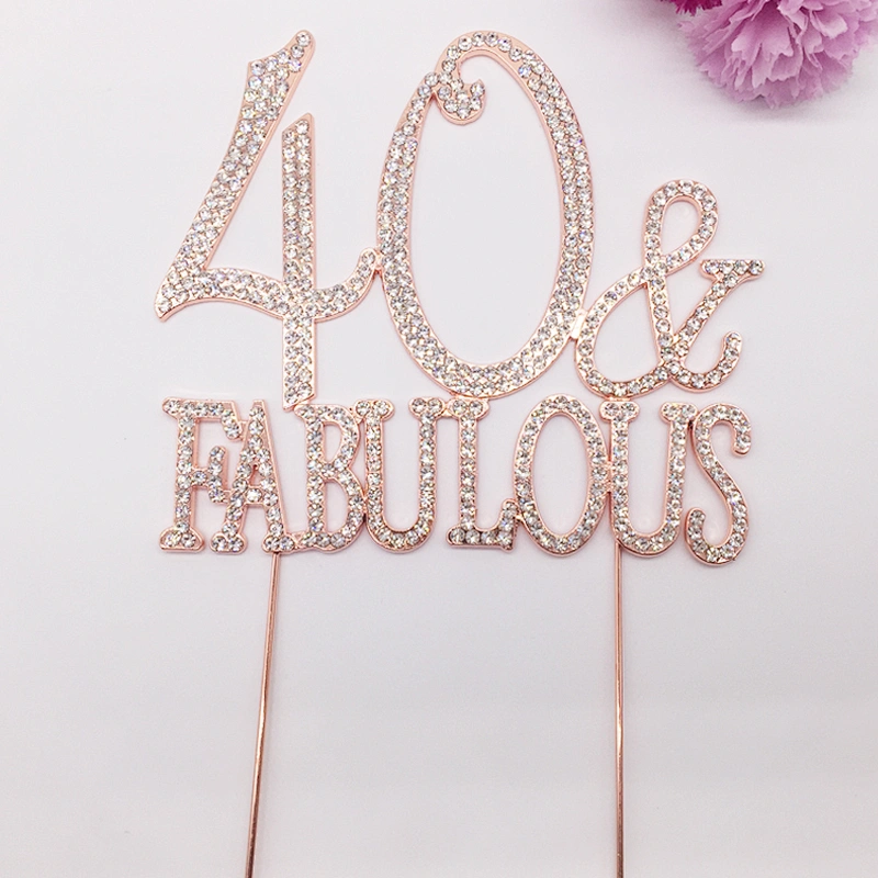 Custom Wedding Celebration Birthday Decor Rose Gold Rhinestone Monogram Wedding Cake Topper