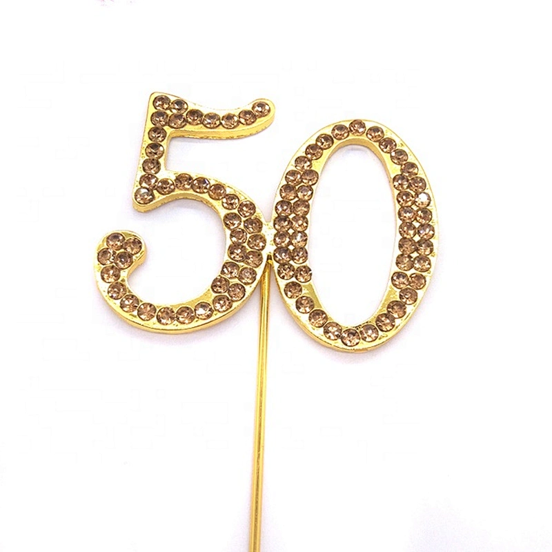 gold Rhinestone 30th Birthday Anniversary vow renewal cake pick