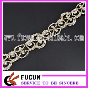 Flat back Crystal Trims Rhinestones Type and Garment,Shoes,Bags Use Crystal Chain Trims for Wedding