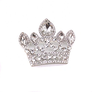 Sparkly rhinestone crown brooch pin for Wedding Bouquet Bridal Sash Embellishment Dress Applique