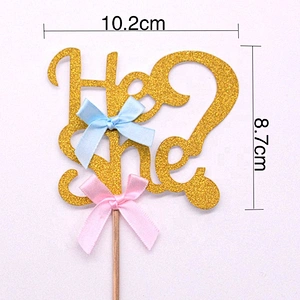 Party Supplies Babe Shower Happy Birthday He or She Cake Pop Sticks Paper Cake Topper