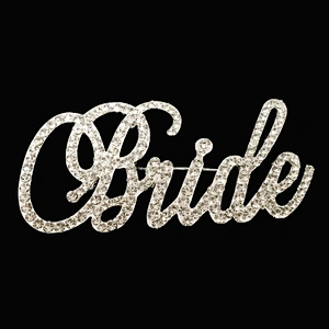 Customized Beautiful Crystal Bride Brooch Words Pins Decorative Brooch For Wedding Accessories