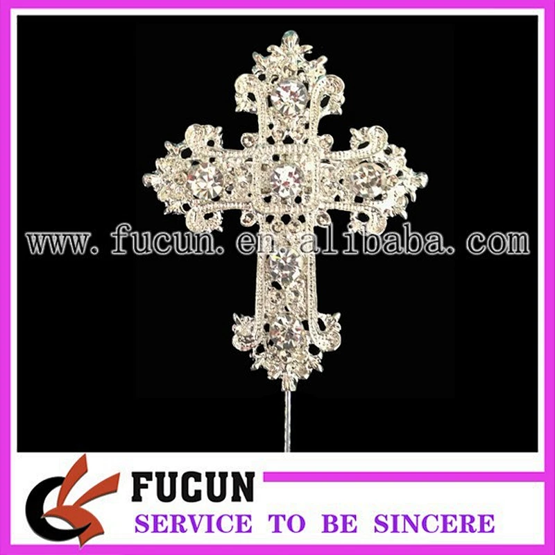 Crystal Cross Cake Topper Rhinestone Cross Cake Topper for Communions or Weddings Tall Cross Cake Topper