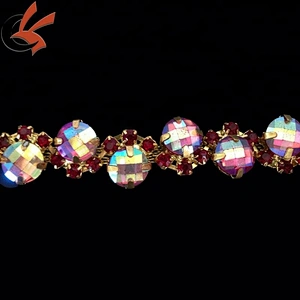 fashion applique glass crystal rhinestone silver chain claw trim