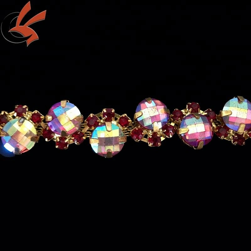 fashion applique glass crystal rhinestone silver chain claw trim