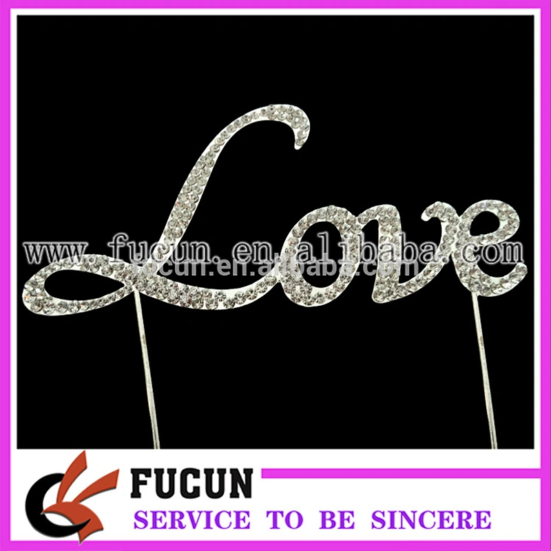 Fashion wedding favors LOVE rhinestone cake topper wedding decorations new products 2016