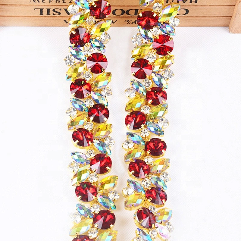 Hot Sale New Product 2020 mixed colorful combination rhinestone neck decoration trimmings chains