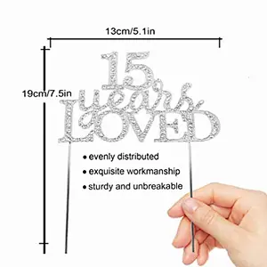 shinning crystal style  15 years loved cake topper  silver