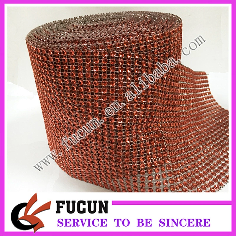 China wholesale 24 rows sew on plastic rhinestone trimming mesh for wedding cake wrap banding decoration
