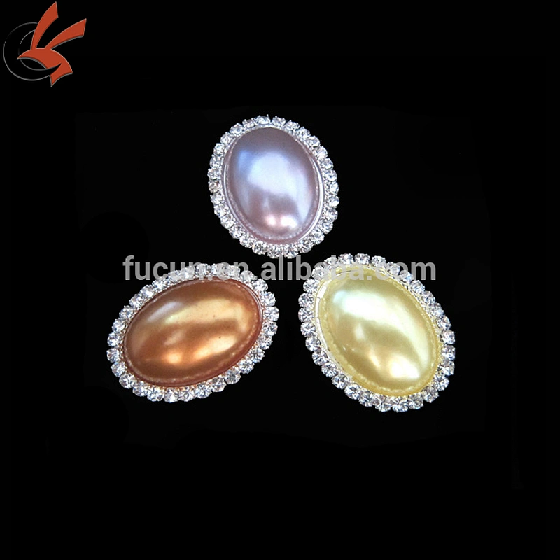 23*30mm colorful pearl rhinestone oval buckles brooch