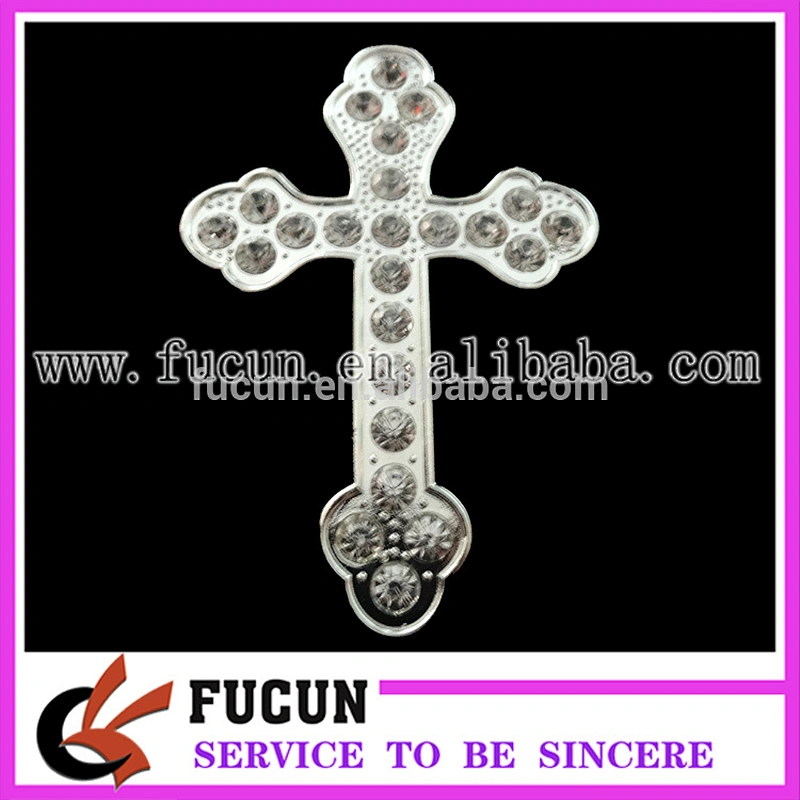 popular 2017 hot sell crystal diamond rhinestone illuminated cross cake toppers party supply