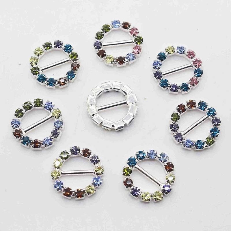 Hot sale diamante colorful rhinestone round buckle for decoration