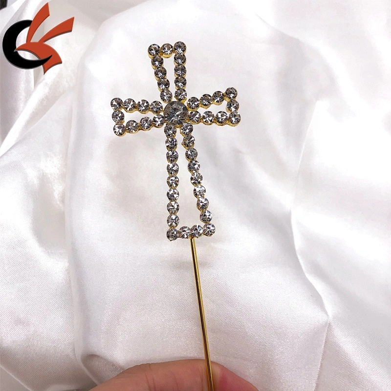 2020 New christening cake decoration gold cross crystal cake topper