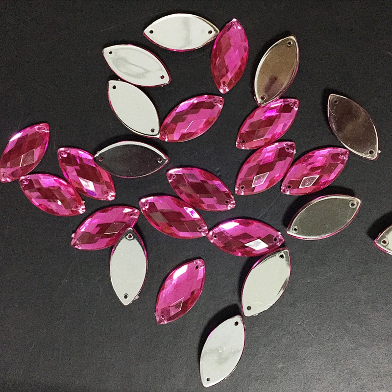 Sewing on colored beads with 2 holes acrylic rhinestone for dressing