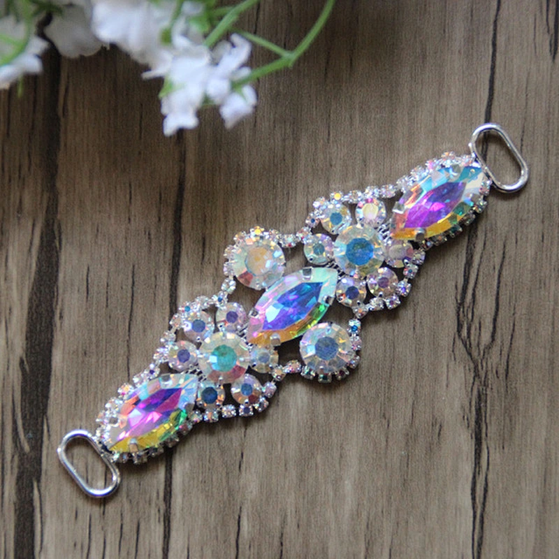 High Quality Fashional AB Crystal Rhinestone Metal Bikini Connectors Bikini Swimwear buckle