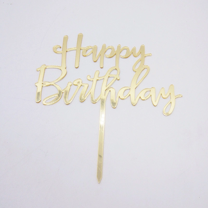 Mirror Gold Happy birthday Acrylic Cake Topper for Birthday Cake Decoration