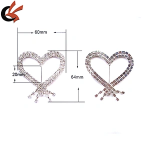 wholesale sparkly heart rhinestone ribbon buckles sliders for party decoration