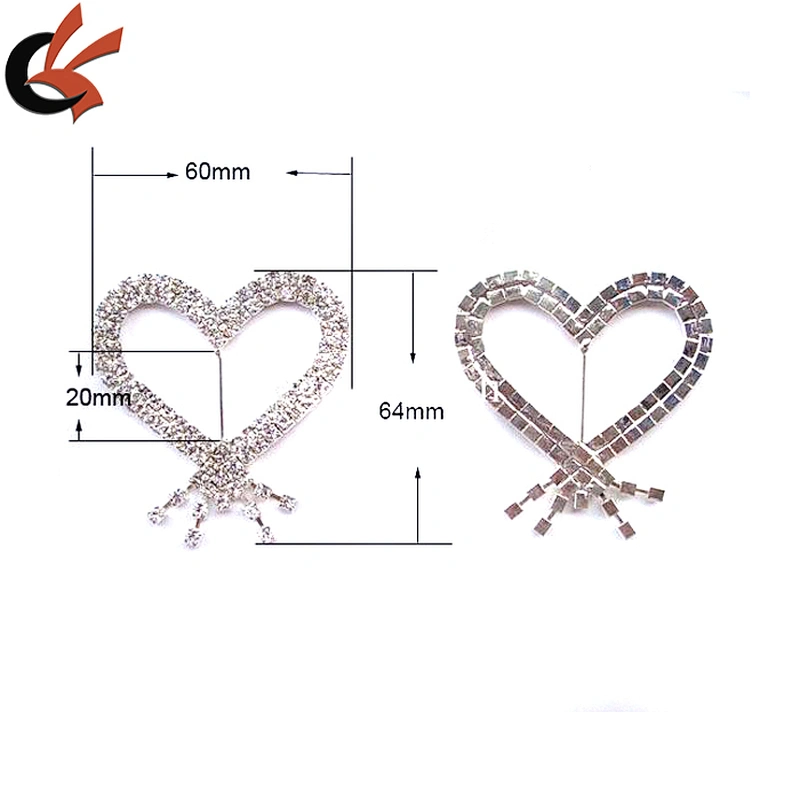 wholesale sparkly heart rhinestone ribbon buckles sliders for party decoration