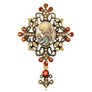 China Wholesale Vintage Style Cameo Lady Brooch Antique Silver Brooch New!!!