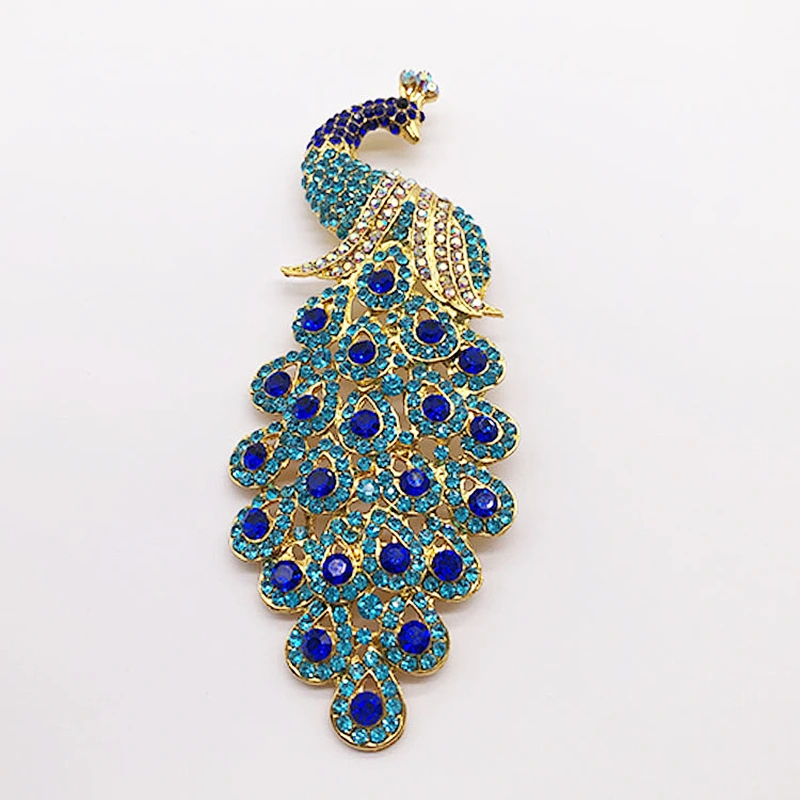 Peacock  Design blue crystal Rhinestone Brooch for anniversary