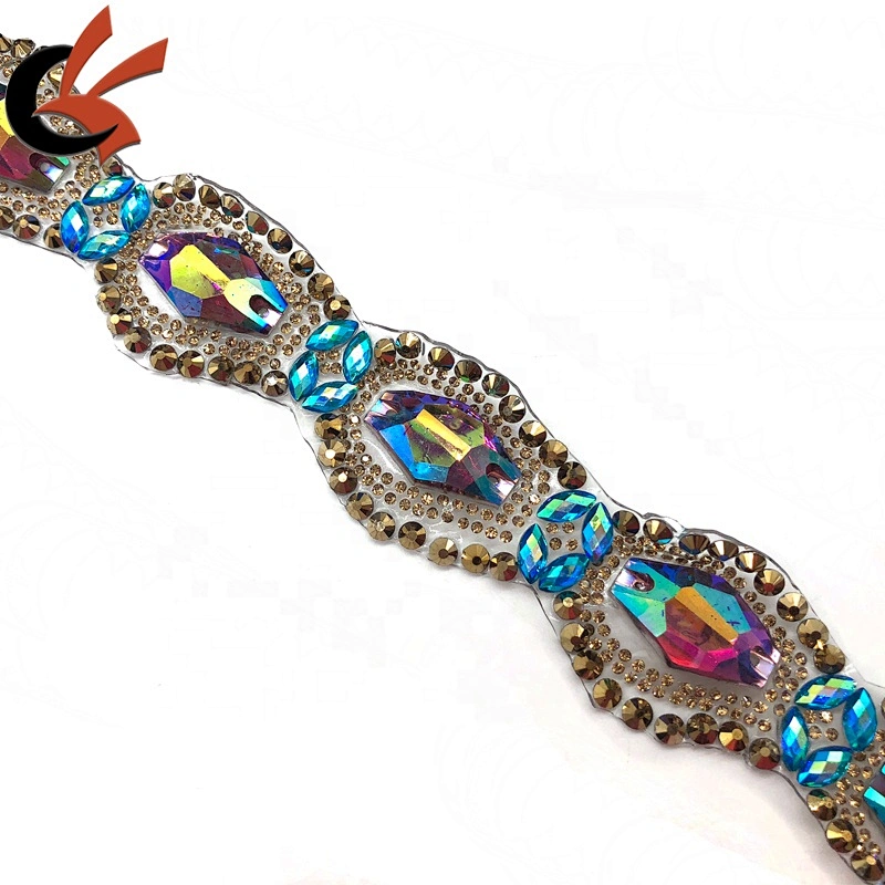 New crystal resin stones decorative iron on trims by yards