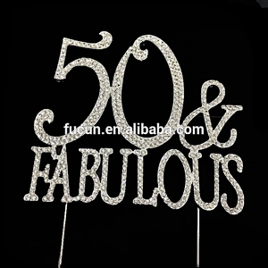 Hot sale Wholesale Wedding centerpieces silver crystal 50 fabulous cake topper